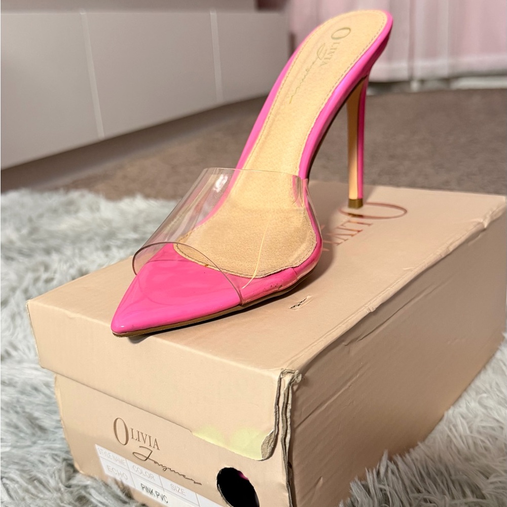 Pink Clear Strap Stiletto Mule - Picture 5 of 6